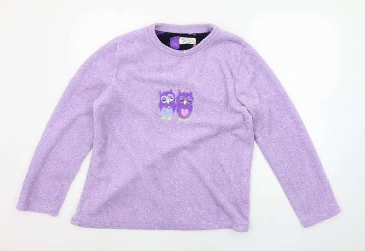 LOVE TO LOUNGE Womens Purple Solid Top Pyjama Top Size S - Owls