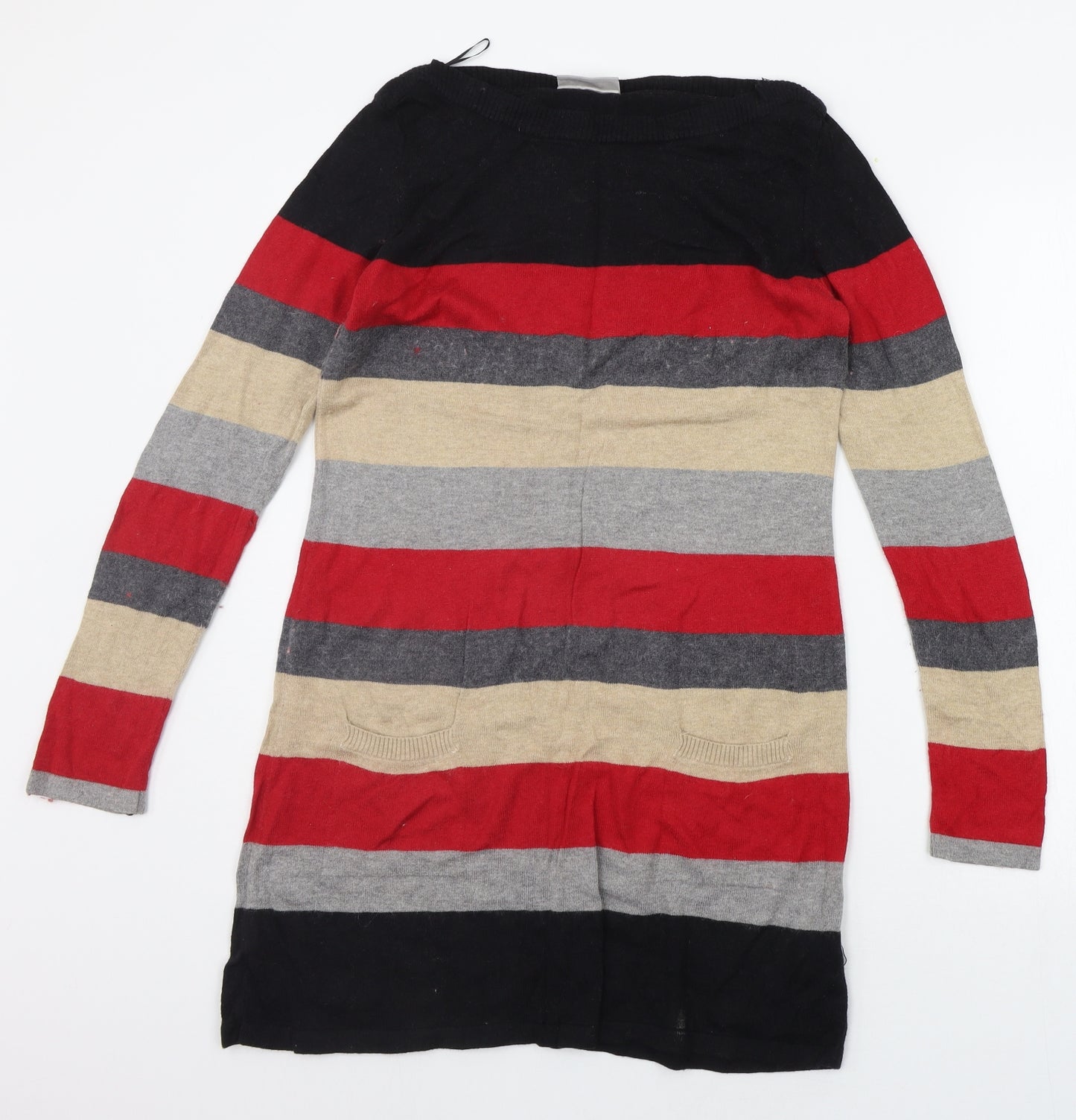 Wallis Womens Black Striped  Jumper Dress  Size S