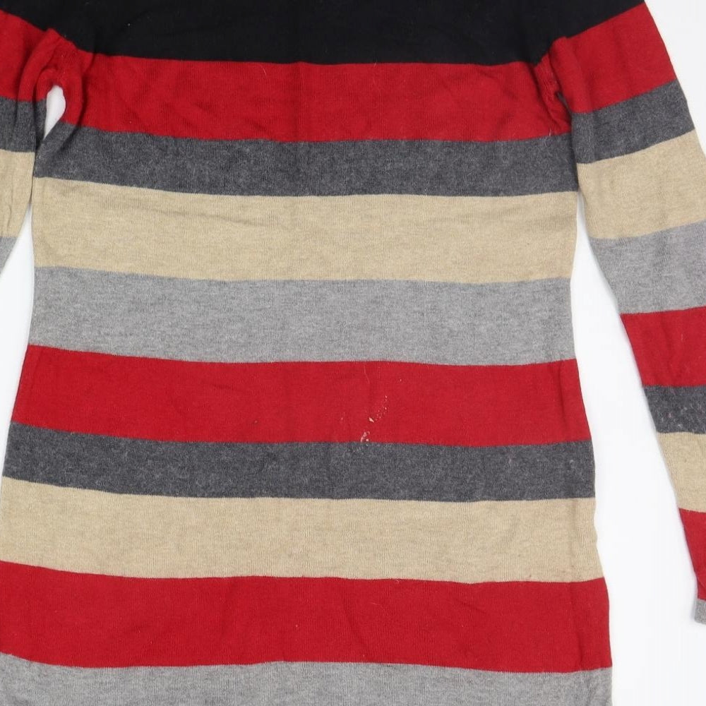 Wallis Womens Black Striped  Jumper Dress  Size S