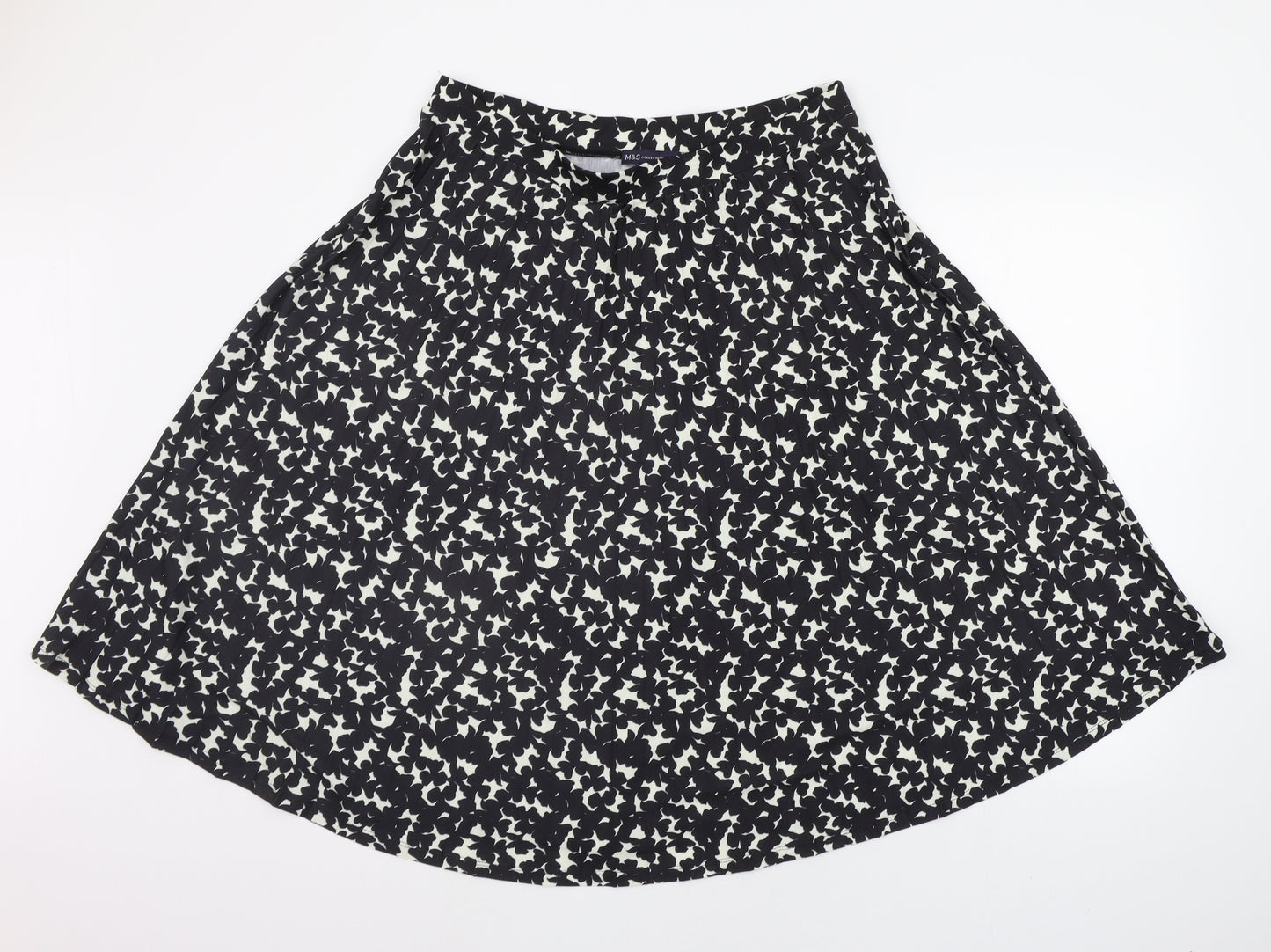 Marks and Spencer Womens Black Geometric  Flare Skirt Size 16