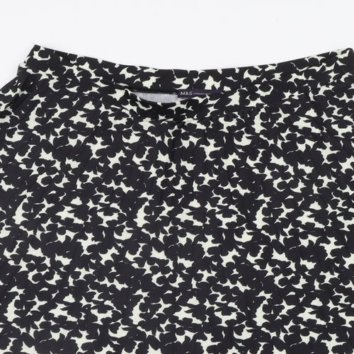 Marks and Spencer Womens Black Geometric  Flare Skirt Size 16