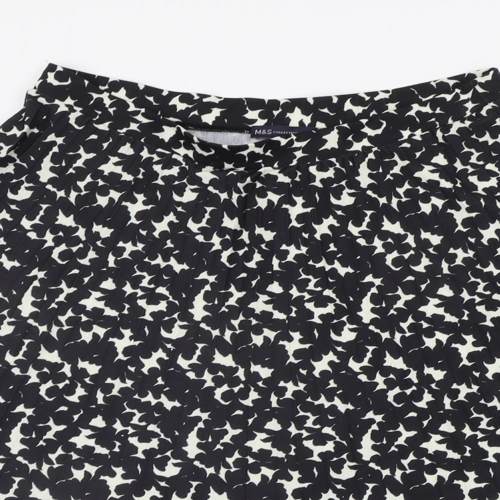 Marks and Spencer Womens Black Geometric  Flare Skirt Size 16
