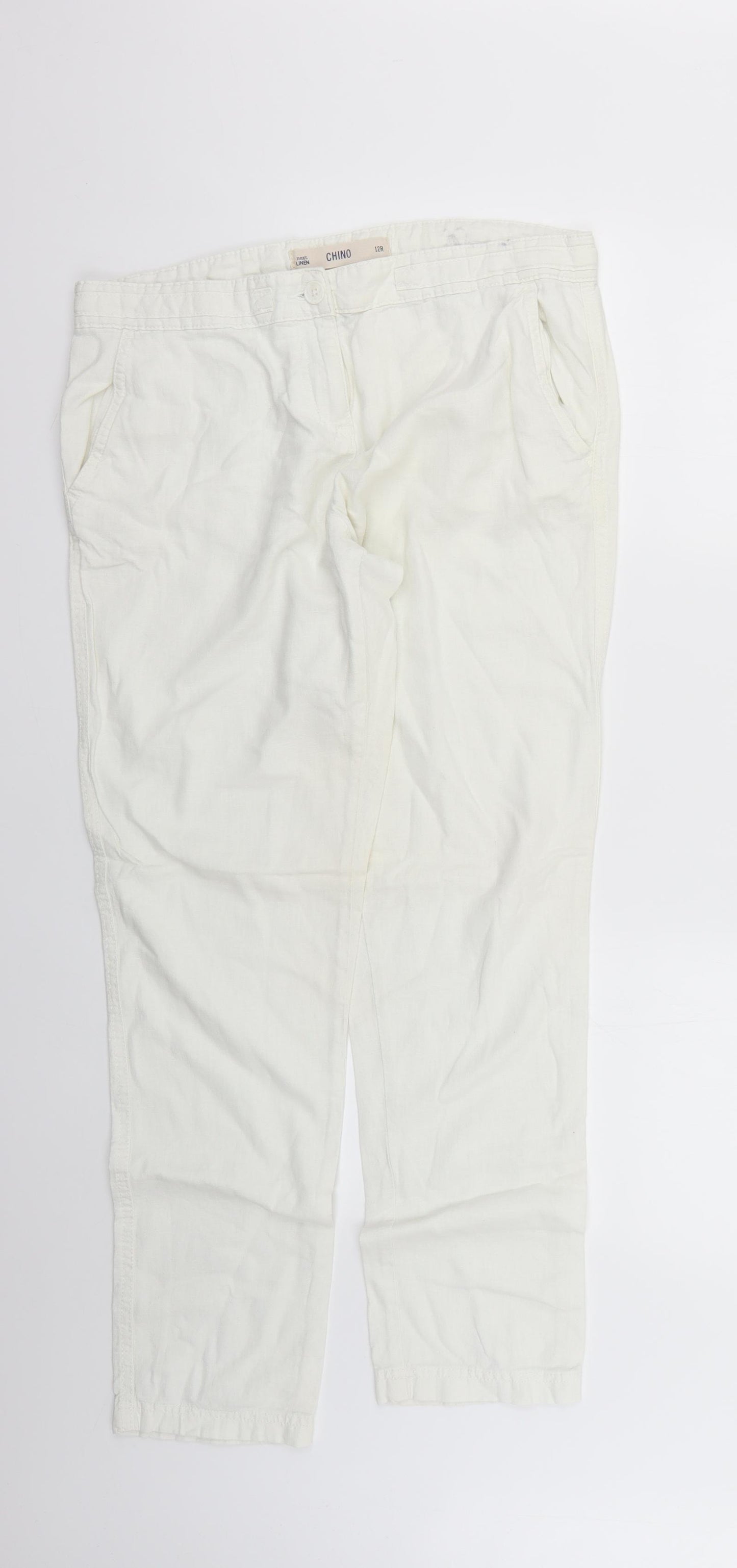 NEXT Womens White   Trousers  Size 12 L26 in