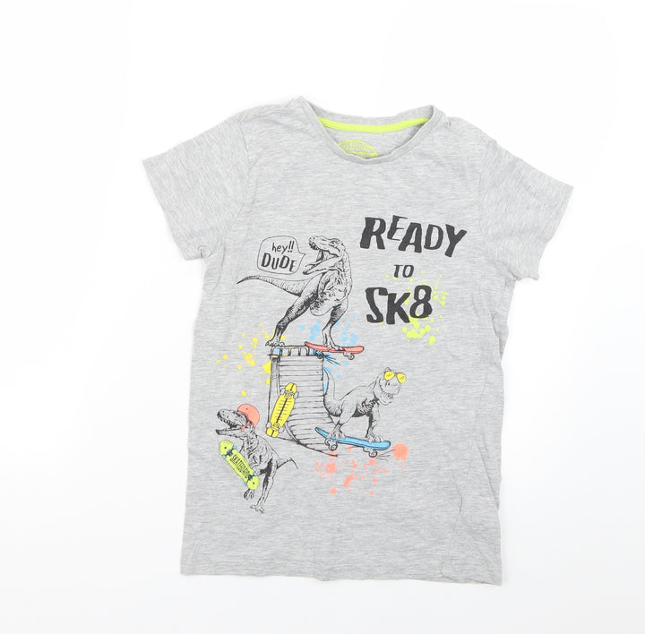 Matalan Boys Grey Geometric Basic T-Shirt Size 10 Years