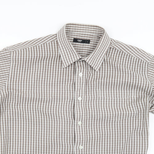 Cotton Traders Mens Beige Striped   Button-Up Size L