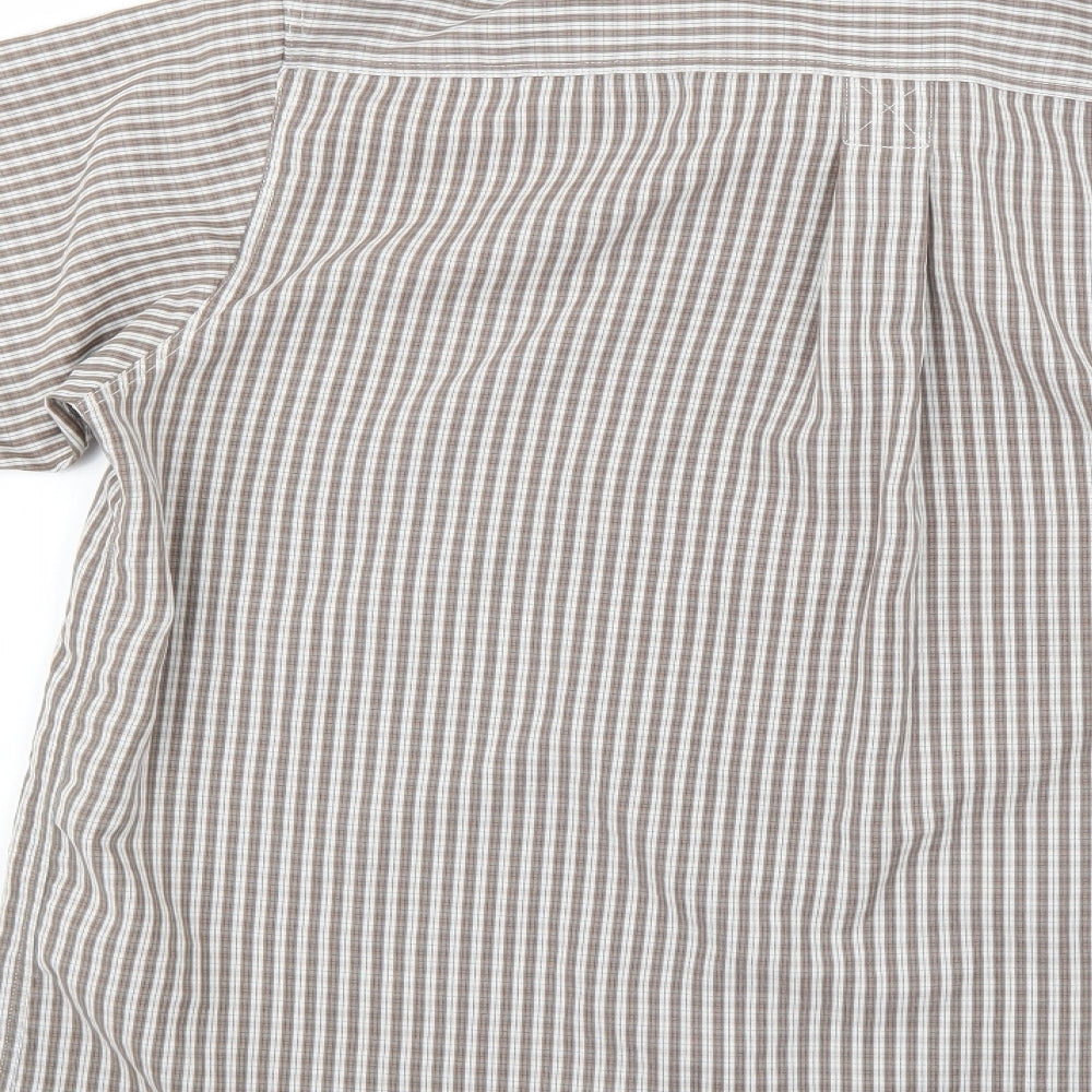 Cotton Traders Mens Beige Striped   Button-Up Size L