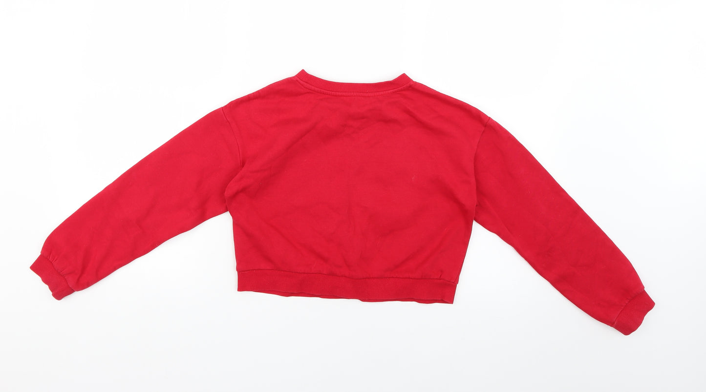 H&M Girls Red Geometric  Pullover Jumper Size 9-10 Years