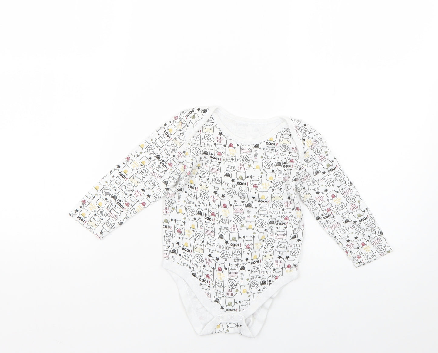 Primark Baby White Geometric  Babygrow One-Piece Size 12-18 Months