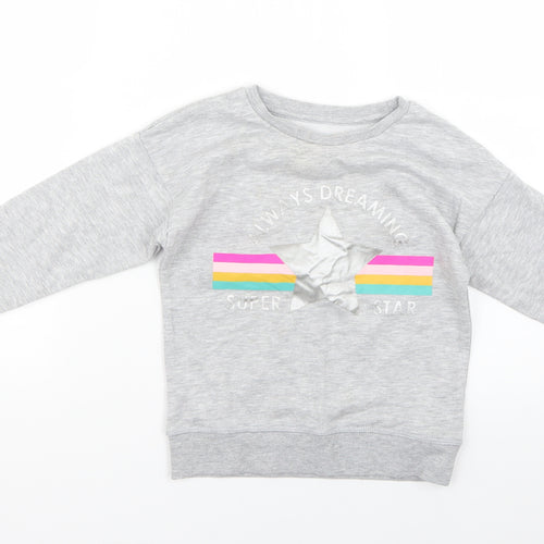 Primark Girls Grey   Pullover Jumper Size 6-7 Years