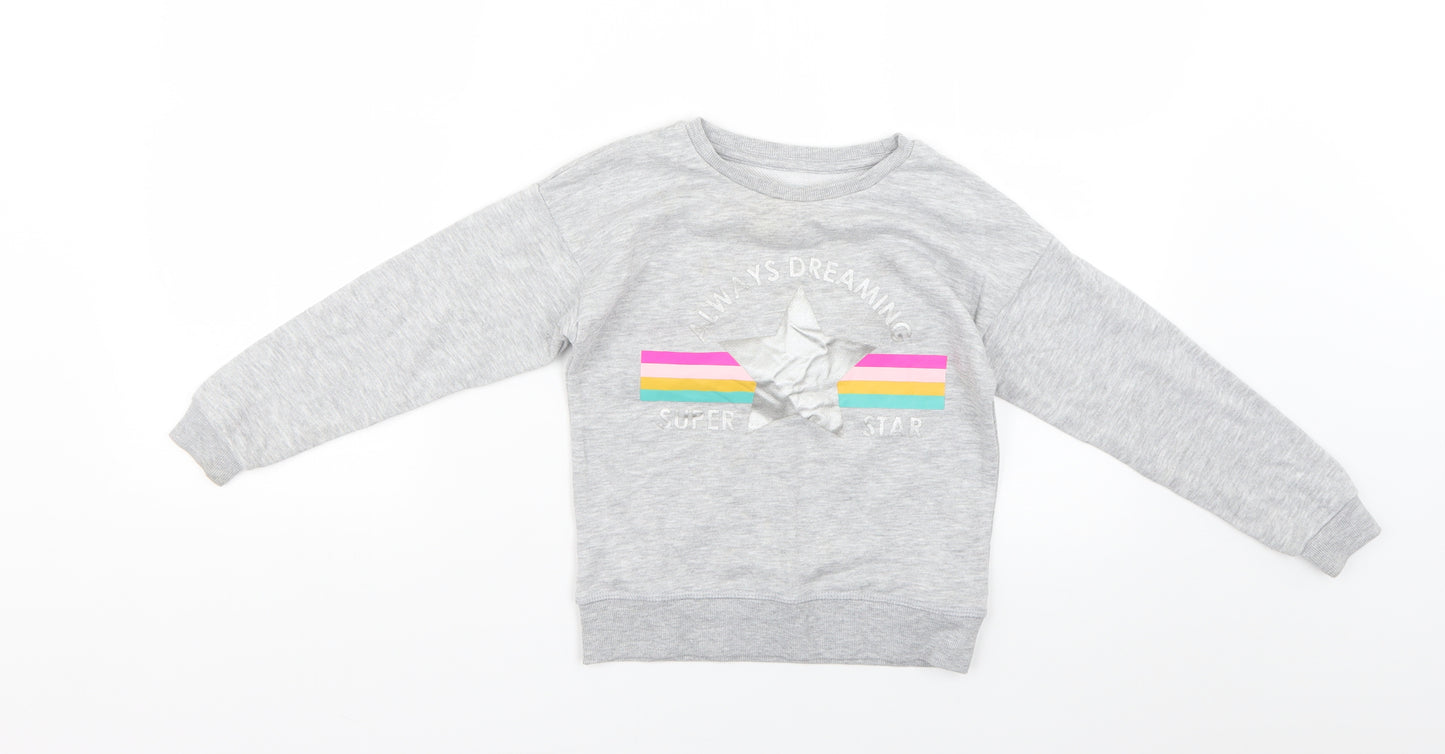 Primark Girls Grey   Pullover Jumper Size 6-7 Years