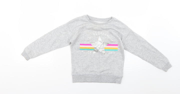 Primark Girls Grey   Pullover Jumper Size 6-7 Years
