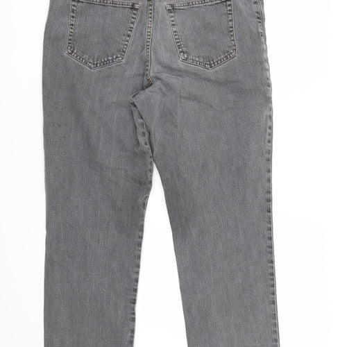 M&S Womens Grey  Denim Straight Jeans Size 14 L27 in
