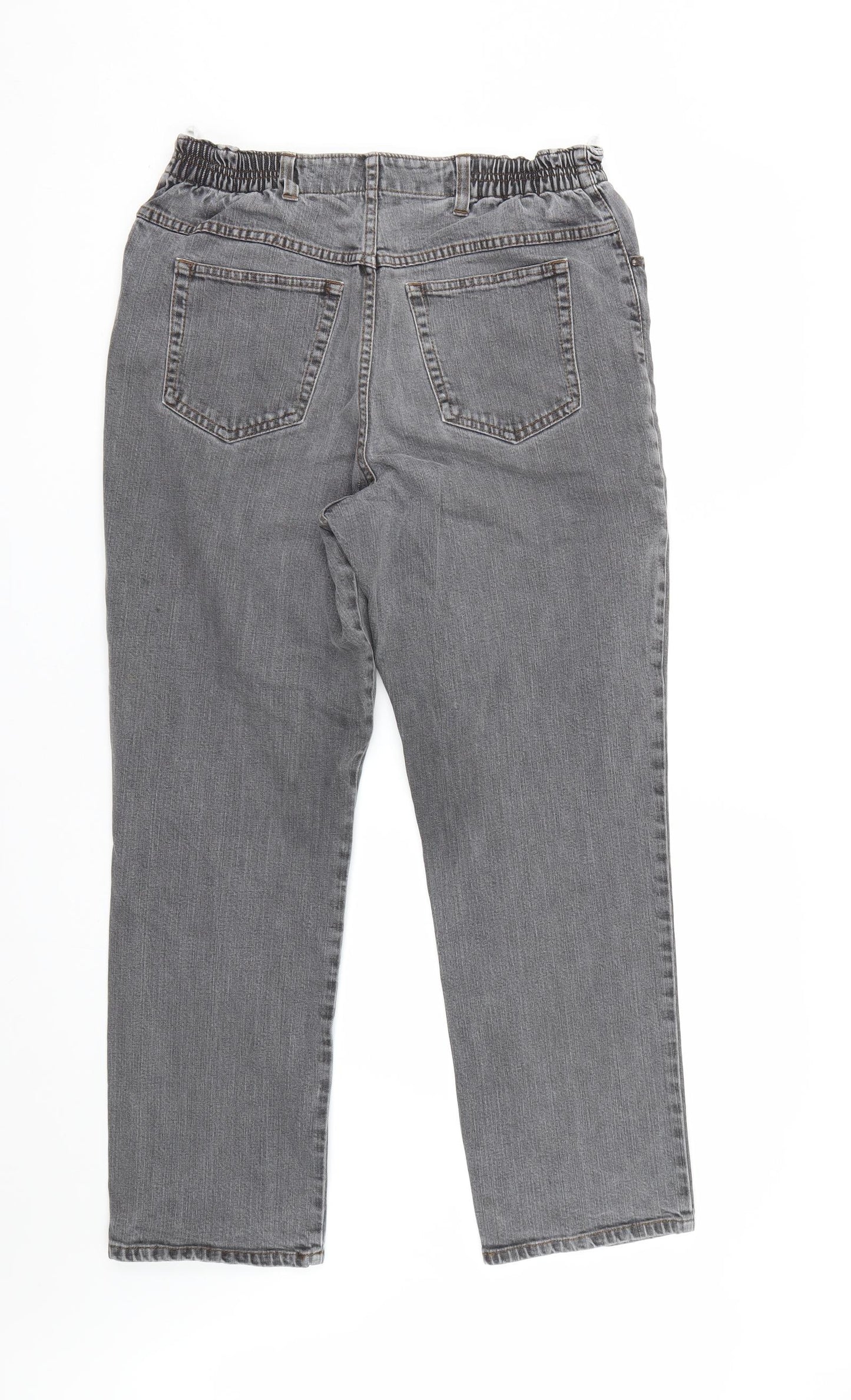 M&S Womens Grey  Denim Straight Jeans Size 14 L27 in