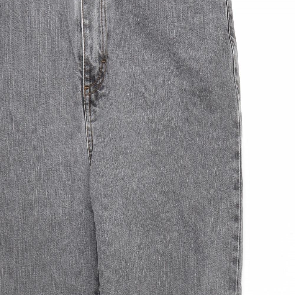 M&S Womens Grey  Denim Straight Jeans Size 14 L27 in
