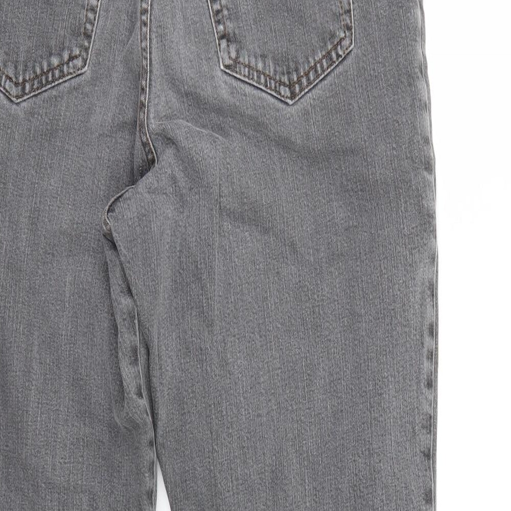 M&S Womens Grey  Denim Straight Jeans Size 14 L27 in