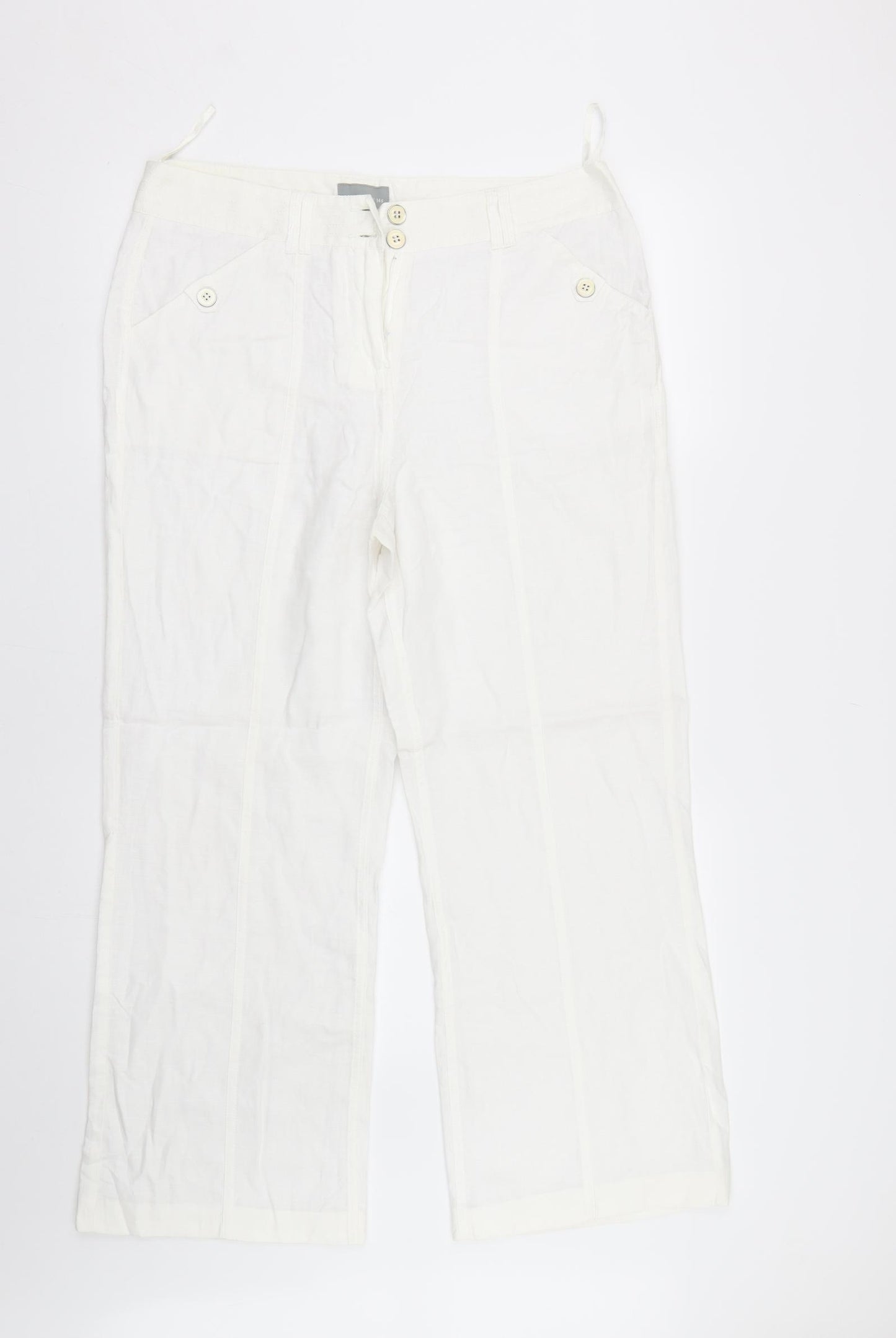 Per Una Womens White   Trousers  Size 14 L27 in - Short