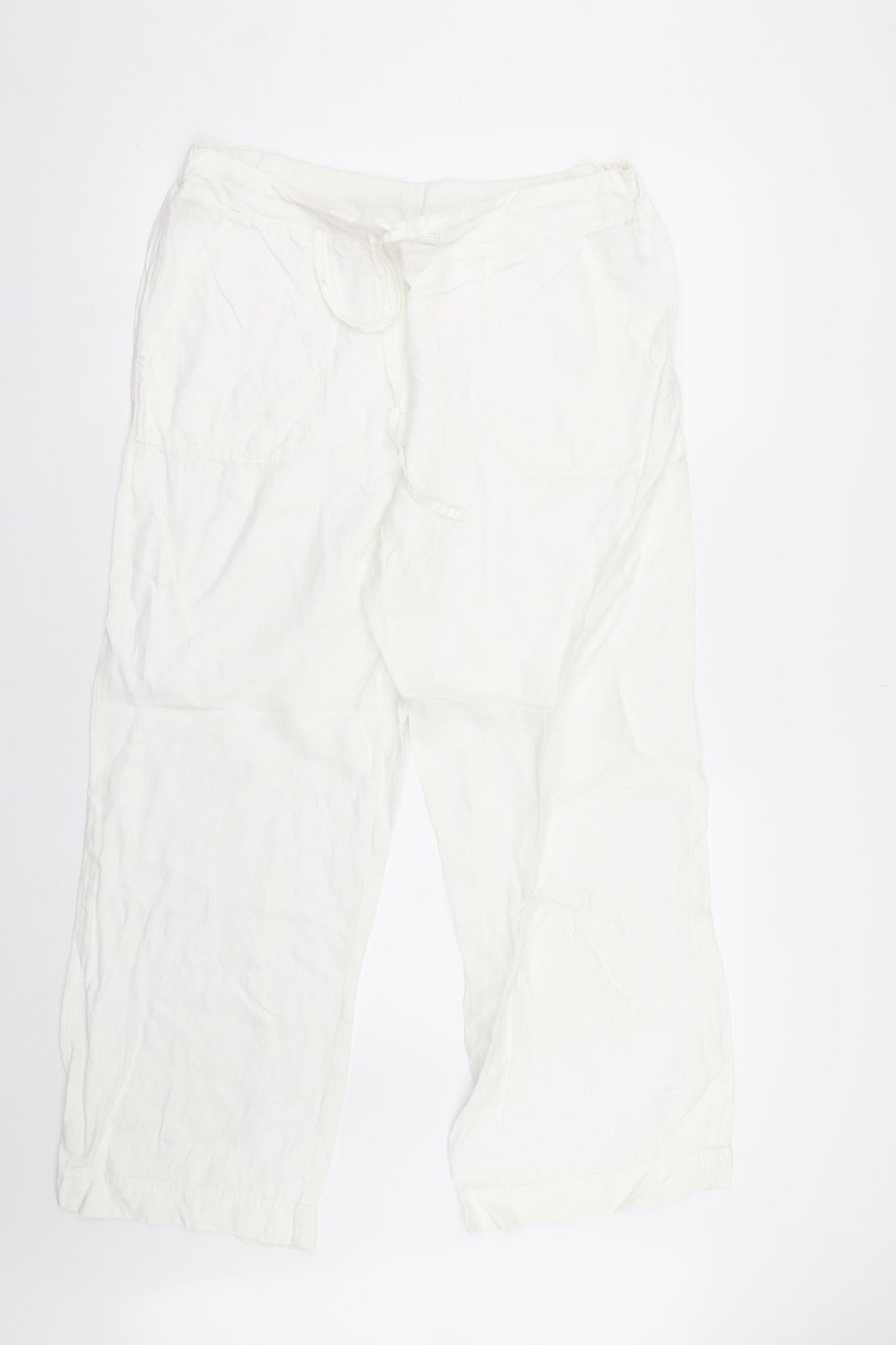 M&S Womens White   Trousers  Size 16 L27 in - Short