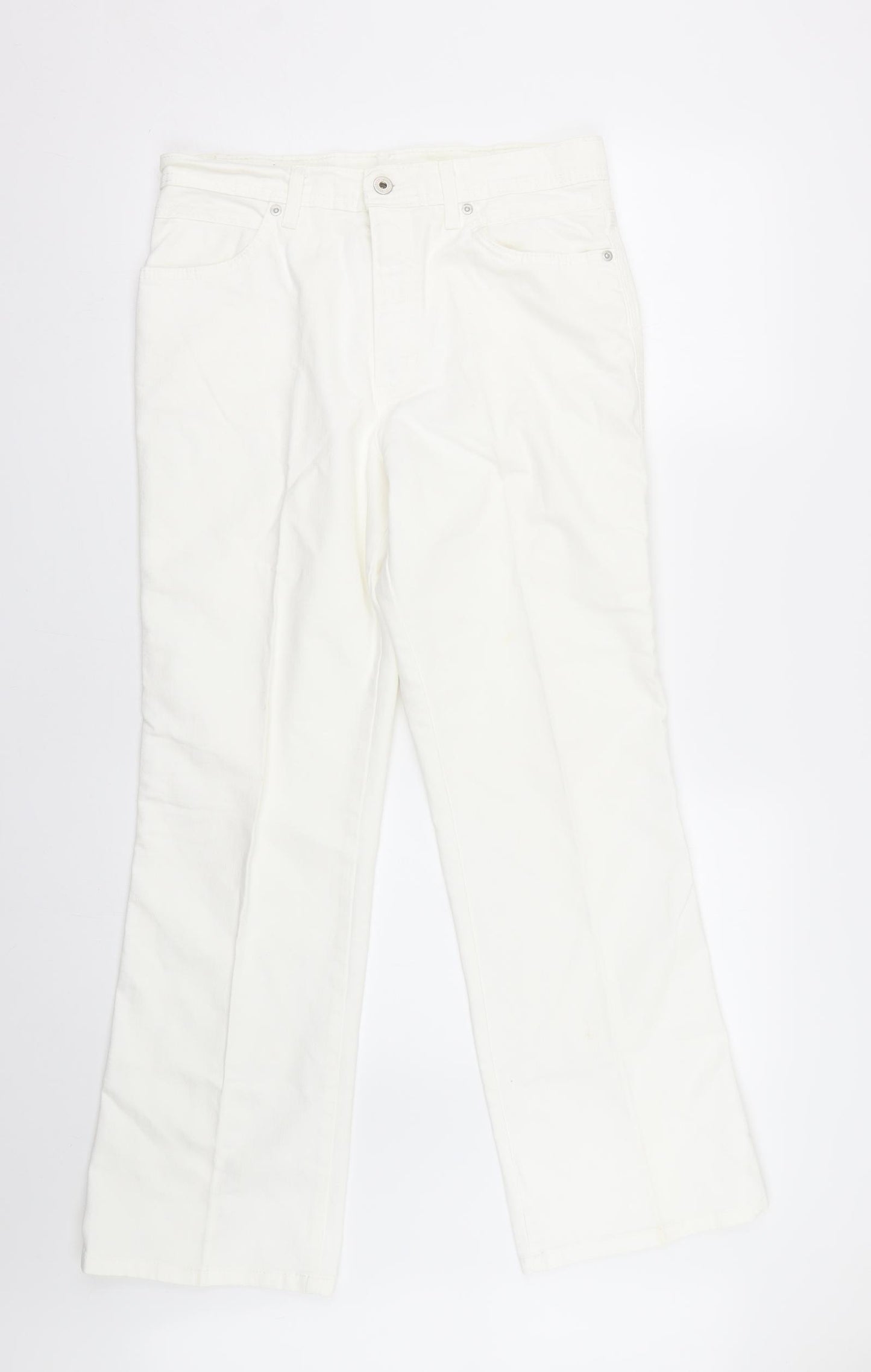 M&S Womens White  Denim Bootcut Jeans Size 12 L30 in