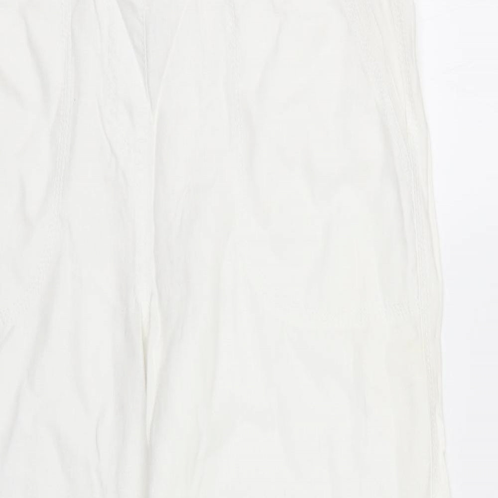 M&S Womens White   Trousers  Size 14 L26 in