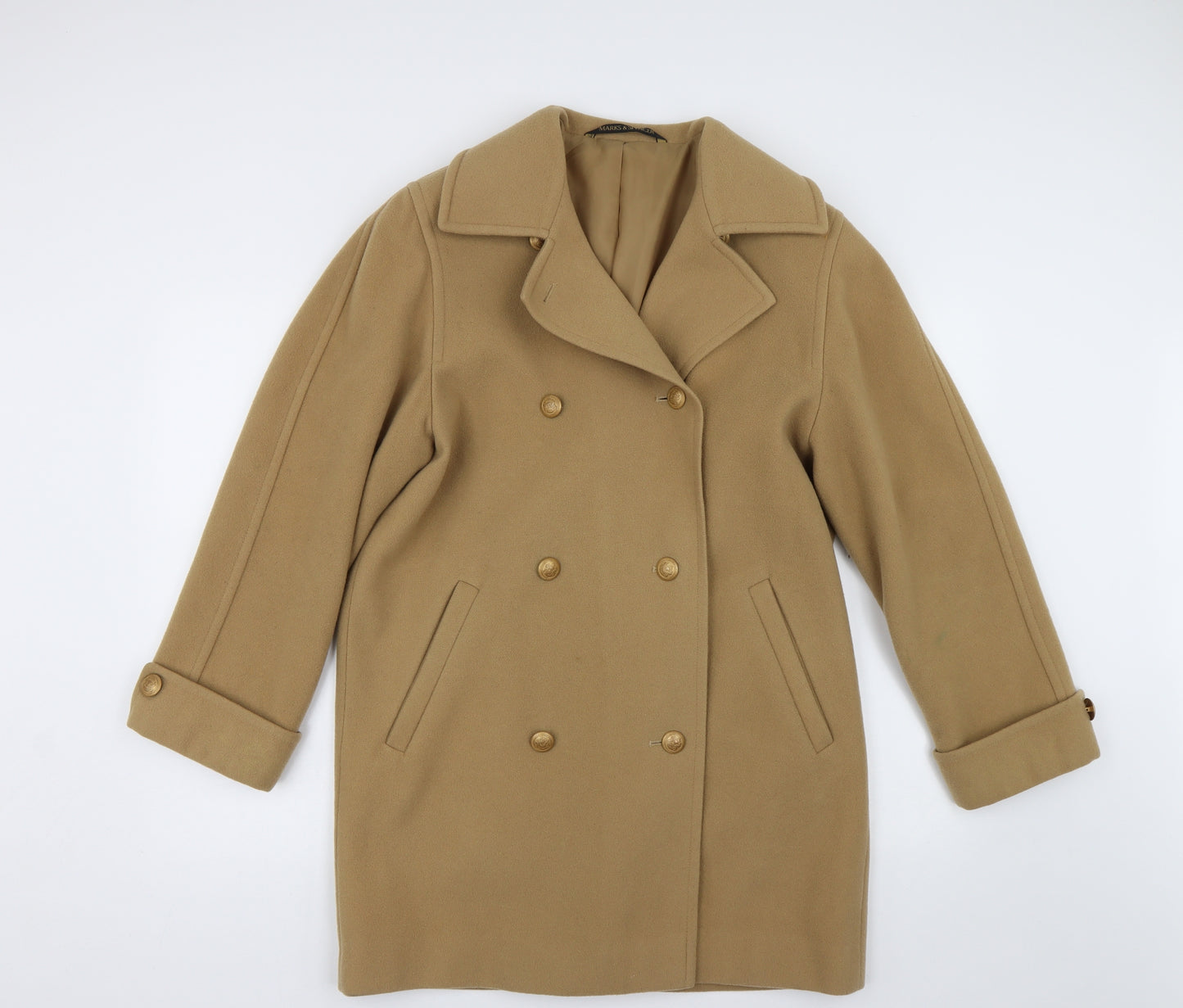 M&S Womens Yellow   Overcoat Coat Size 12