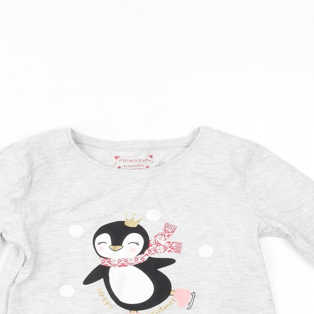 Primark Girls Grey   Top Pyjama Top Size 6-7 Years