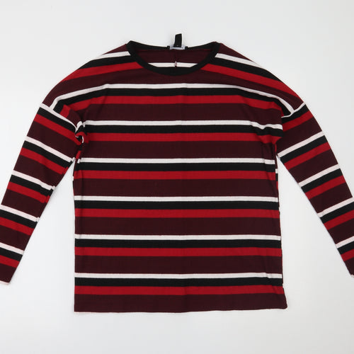 New Look Womens Red Striped  Basic Blouse Size 8