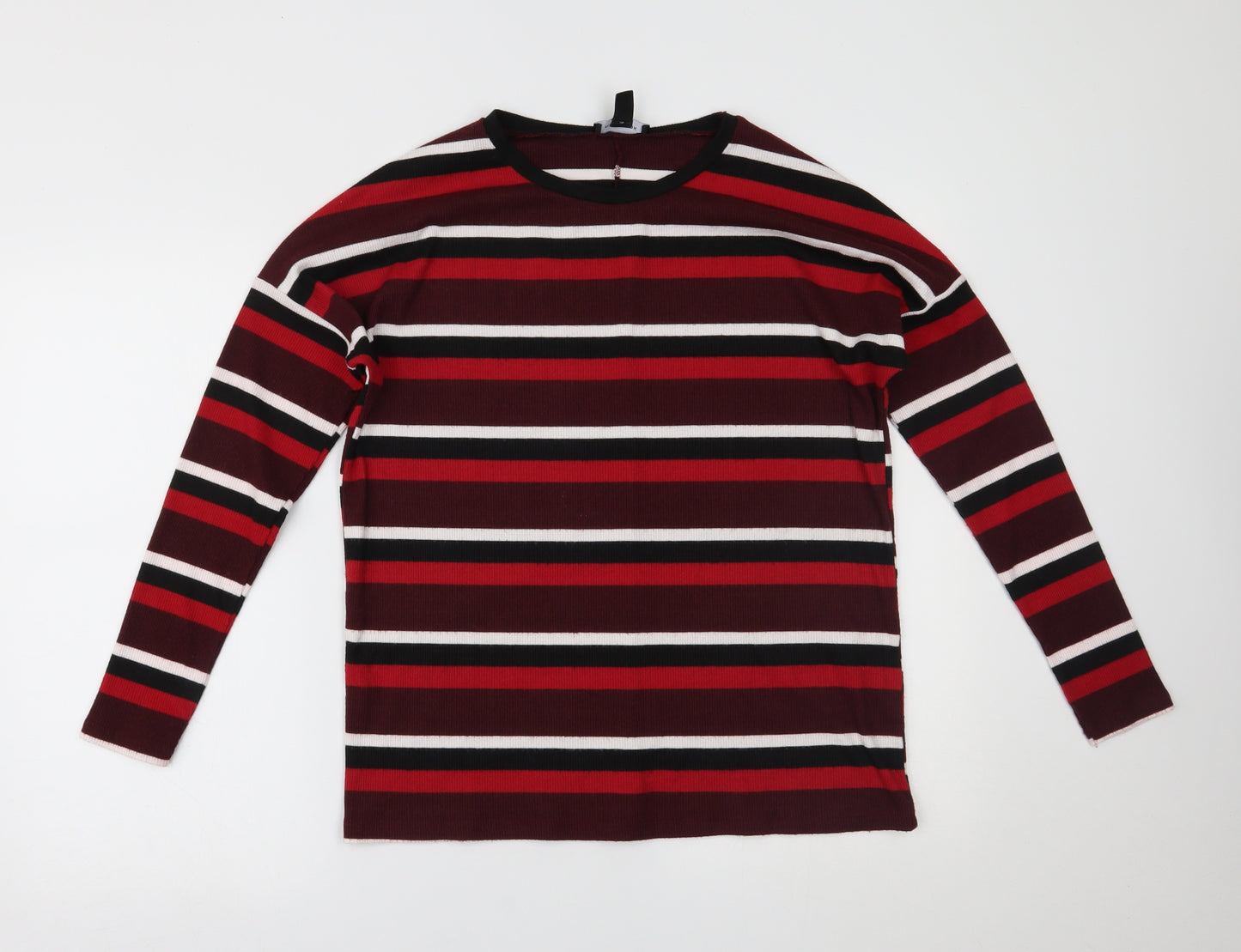 New Look Womens Red Striped  Basic Blouse Size 8
