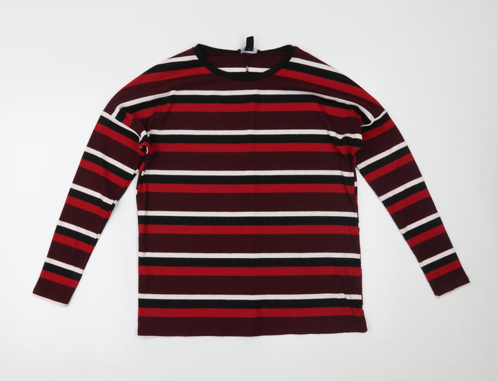 New Look Womens Red Striped  Basic Blouse Size 8
