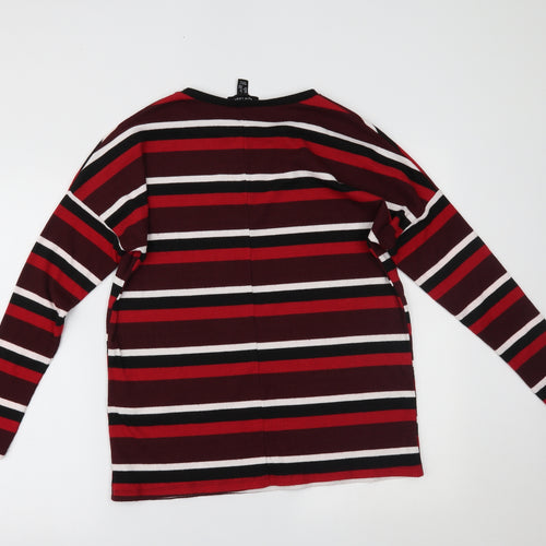 New Look Womens Red Striped  Basic Blouse Size 8