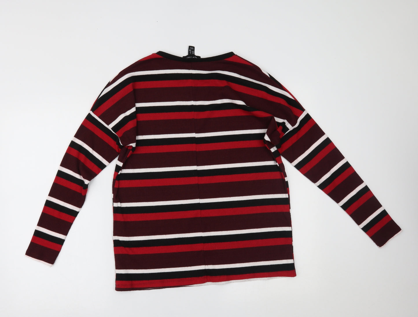 New Look Womens Red Striped  Basic Blouse Size 8
