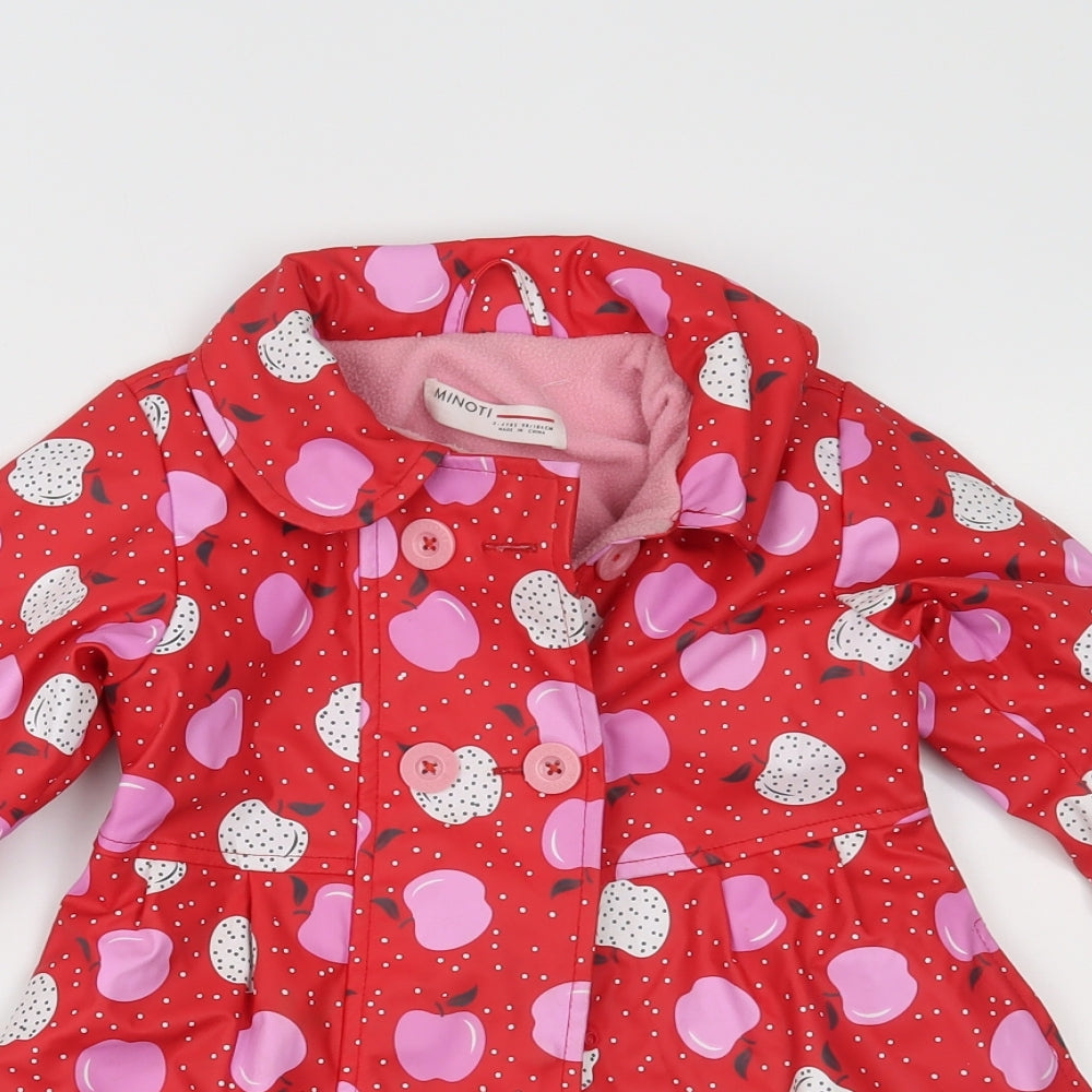 Minoti Girls Red Polka Dot  Rain Coat Coat Size 3-4 Years