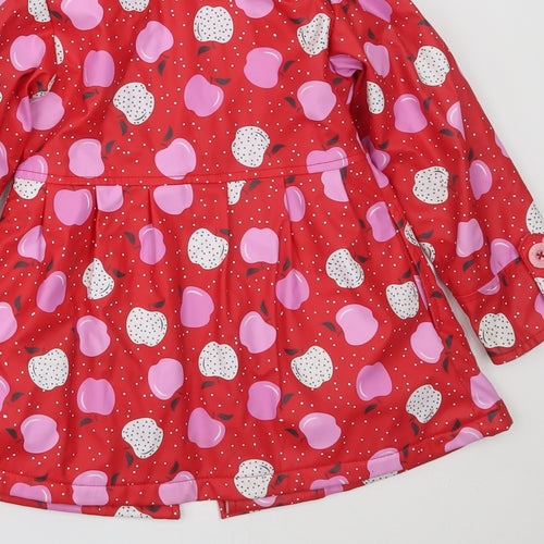 Minoti Girls Red Polka Dot  Rain Coat Coat Size 3-4 Years