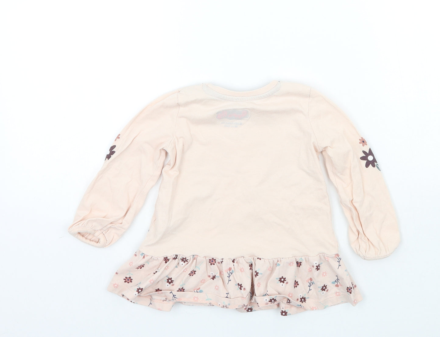 Peppa Pig Girls Pink Floral  Basic T-Shirt Size 2 Years