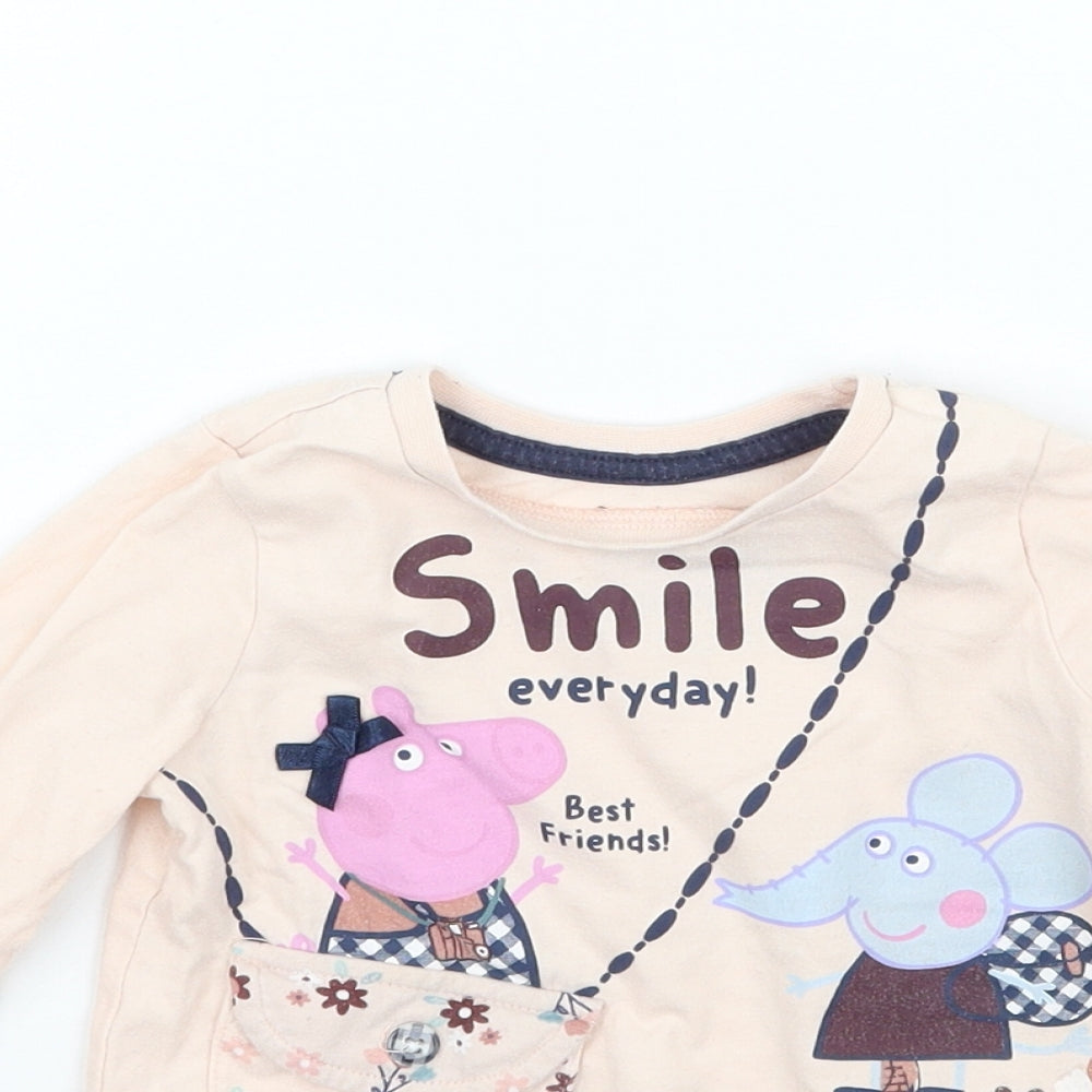 Peppa Pig Girls Pink Floral  Basic T-Shirt Size 2 Years