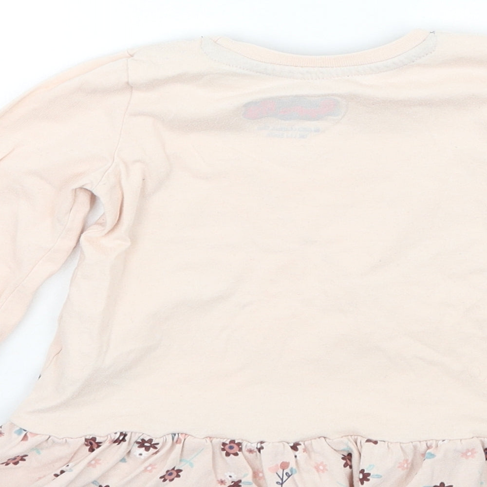Peppa Pig Girls Pink Floral  Basic T-Shirt Size 2 Years