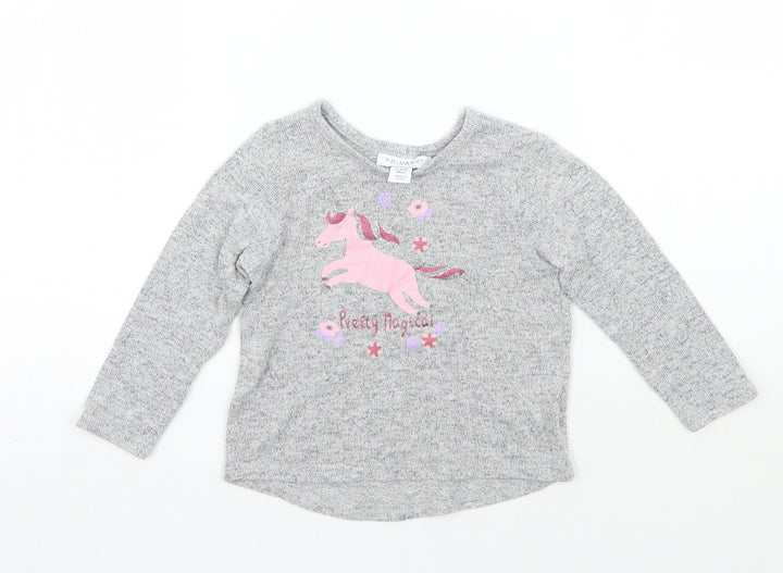 Primark Girls Grey Floral  Basic T-Shirt Size 12-18 Months