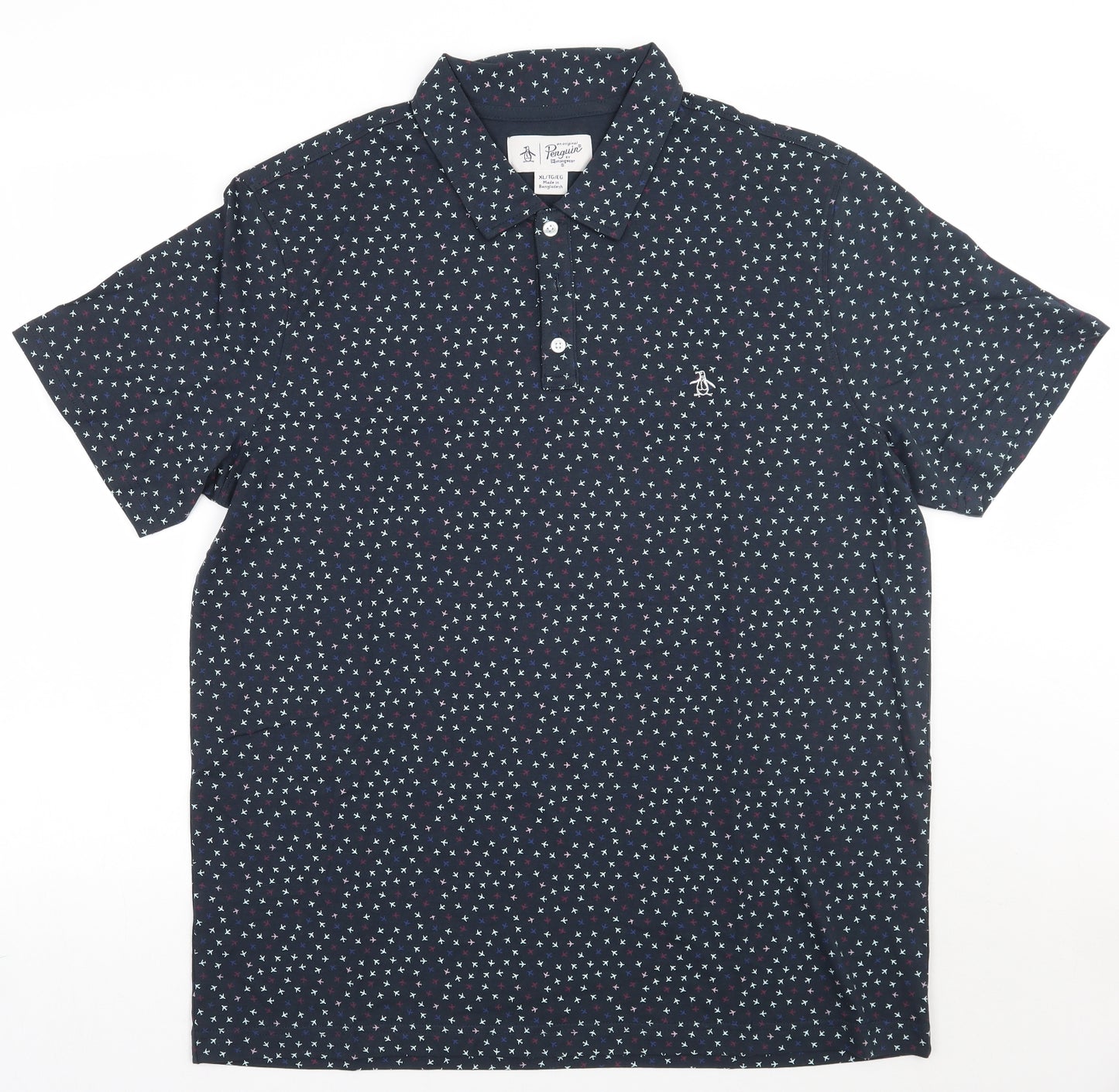 Penguin Mens Blue Geometric   T-Shirt Size XL