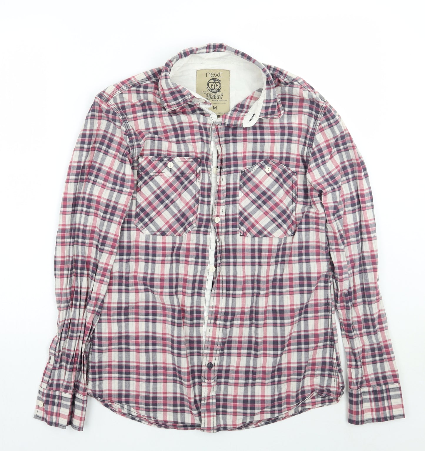 NEXT Mens Pink Check   Button-Up Size M