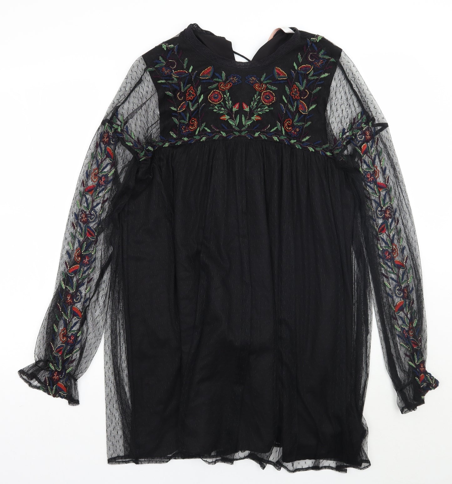 Zara Womens Black Floral  A-Line  Size M