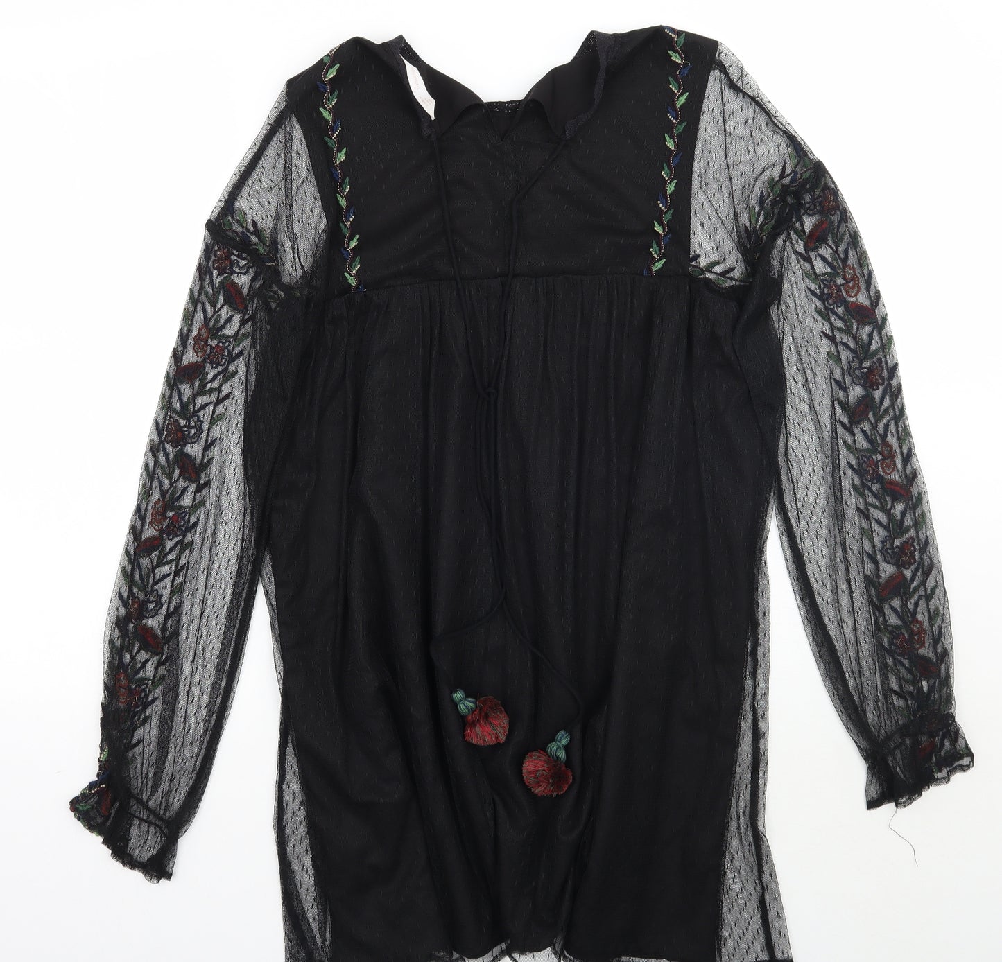 Zara Womens Black Floral  A-Line  Size M