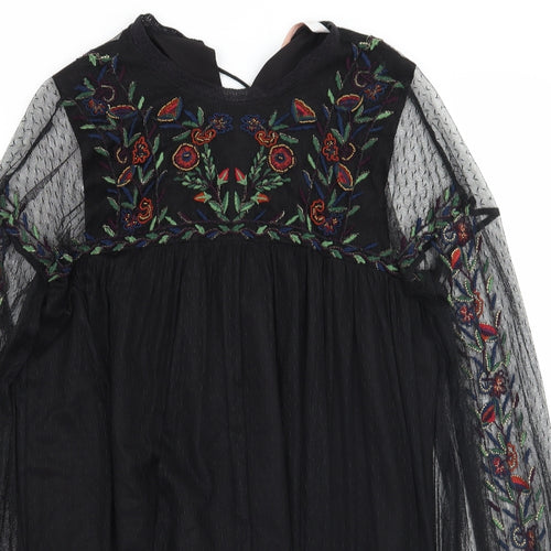 Zara Womens Black Floral  A-Line  Size M
