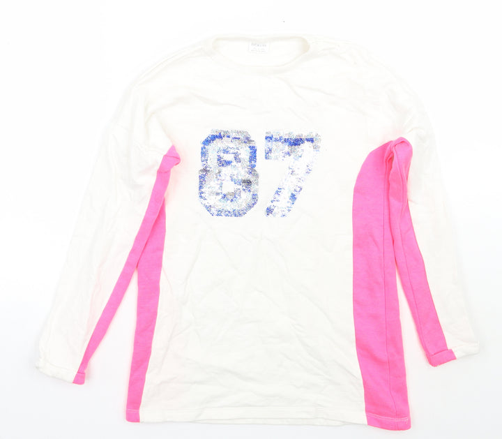 F&F Girls White Pullover Jumper Size 11-12 Years