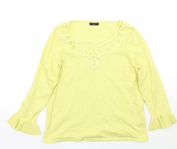 M&Co Womens Yellow Pullover Jumper Size 14