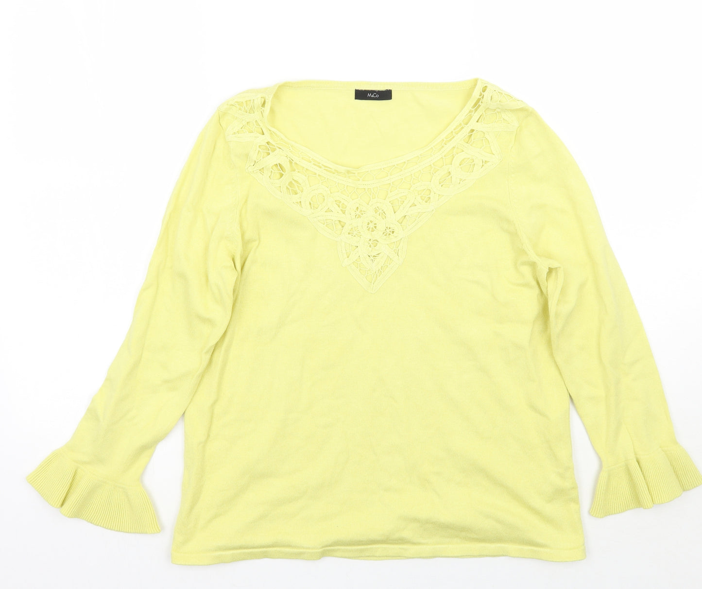 M&Co Womens Yellow   Pullover Jumper Size 14