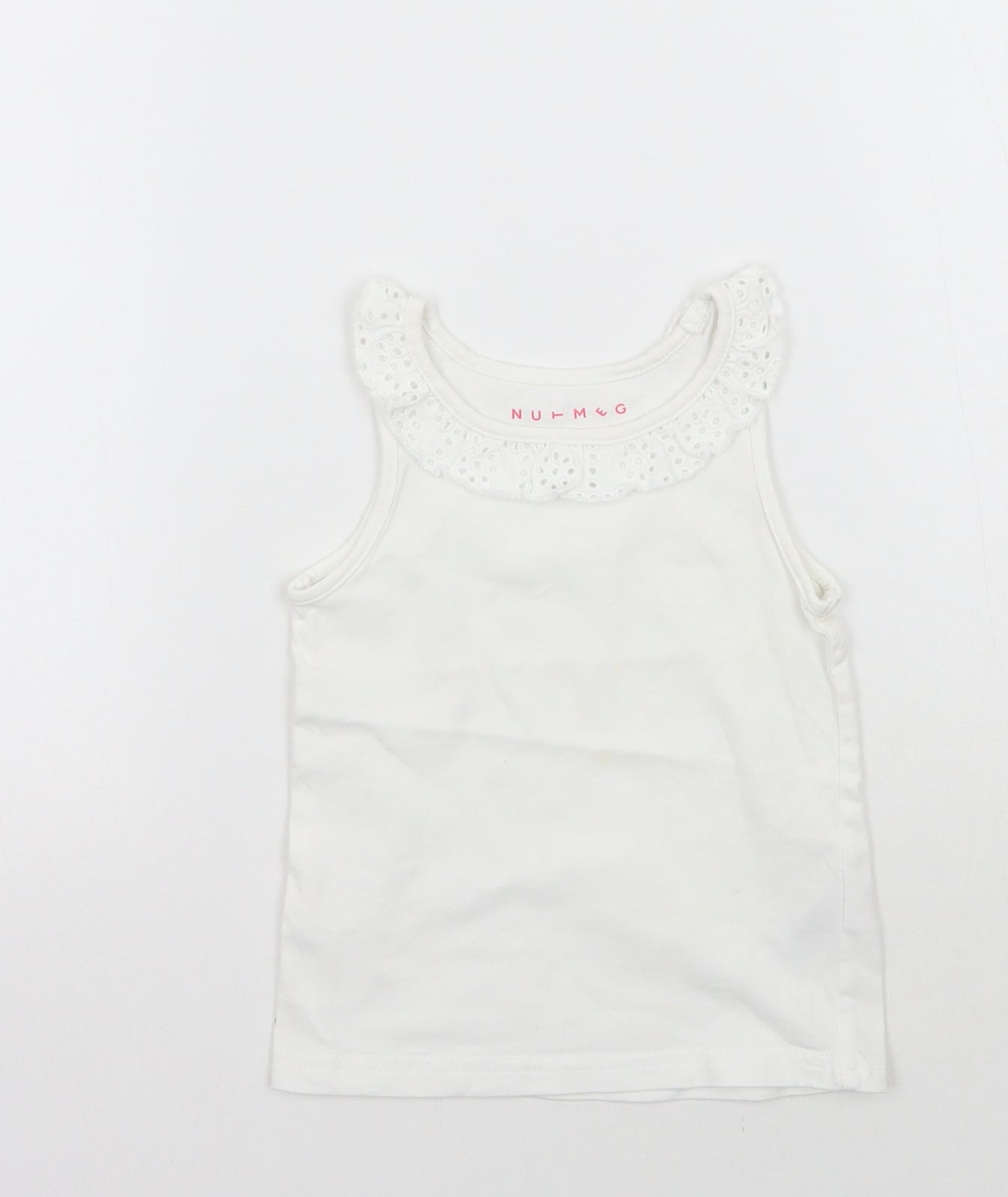 Nutmeg Girls White   Basic Tank Size 2 Years