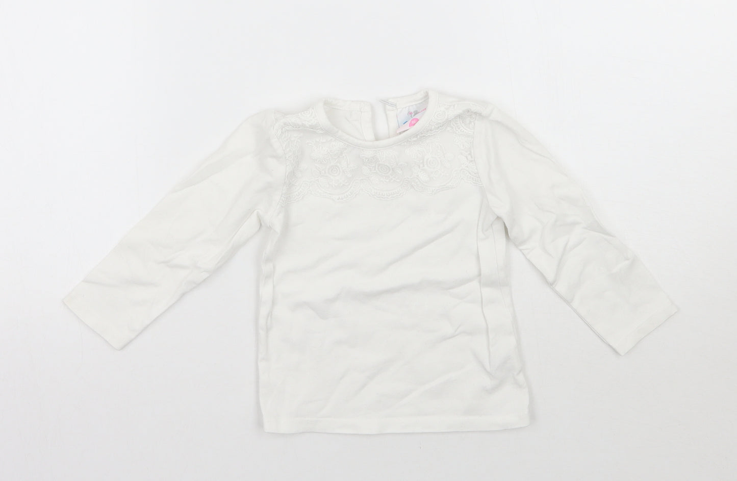 Topomini Girls White Floral  Basic T-Shirt Size 18-24 Months