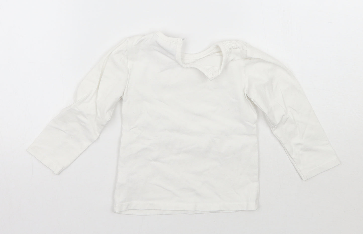 Topomini Girls White Floral  Basic T-Shirt Size 18-24 Months