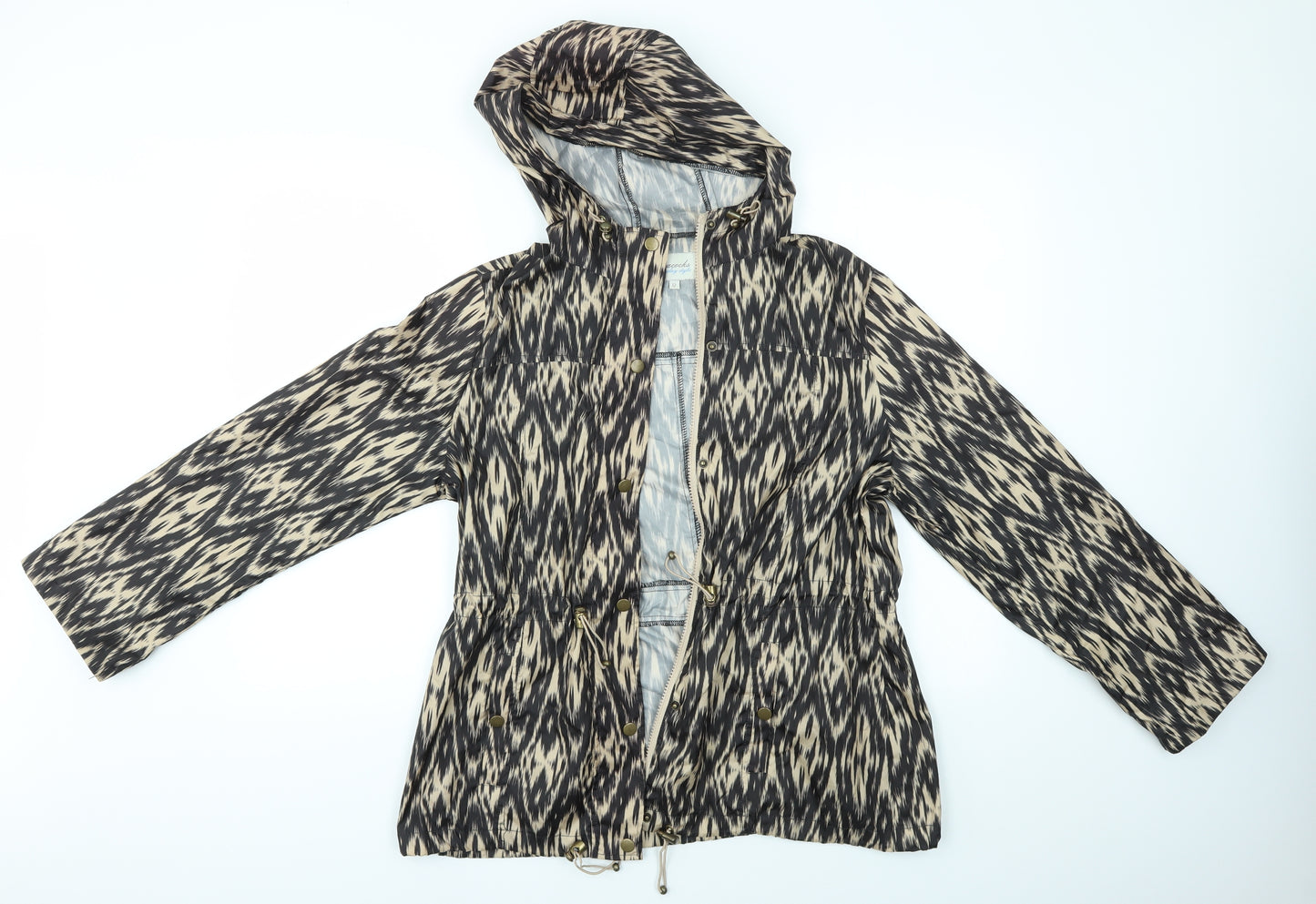 Peacocks Womens Multicoloured Animal Print  Rain Coat Coat Size 12