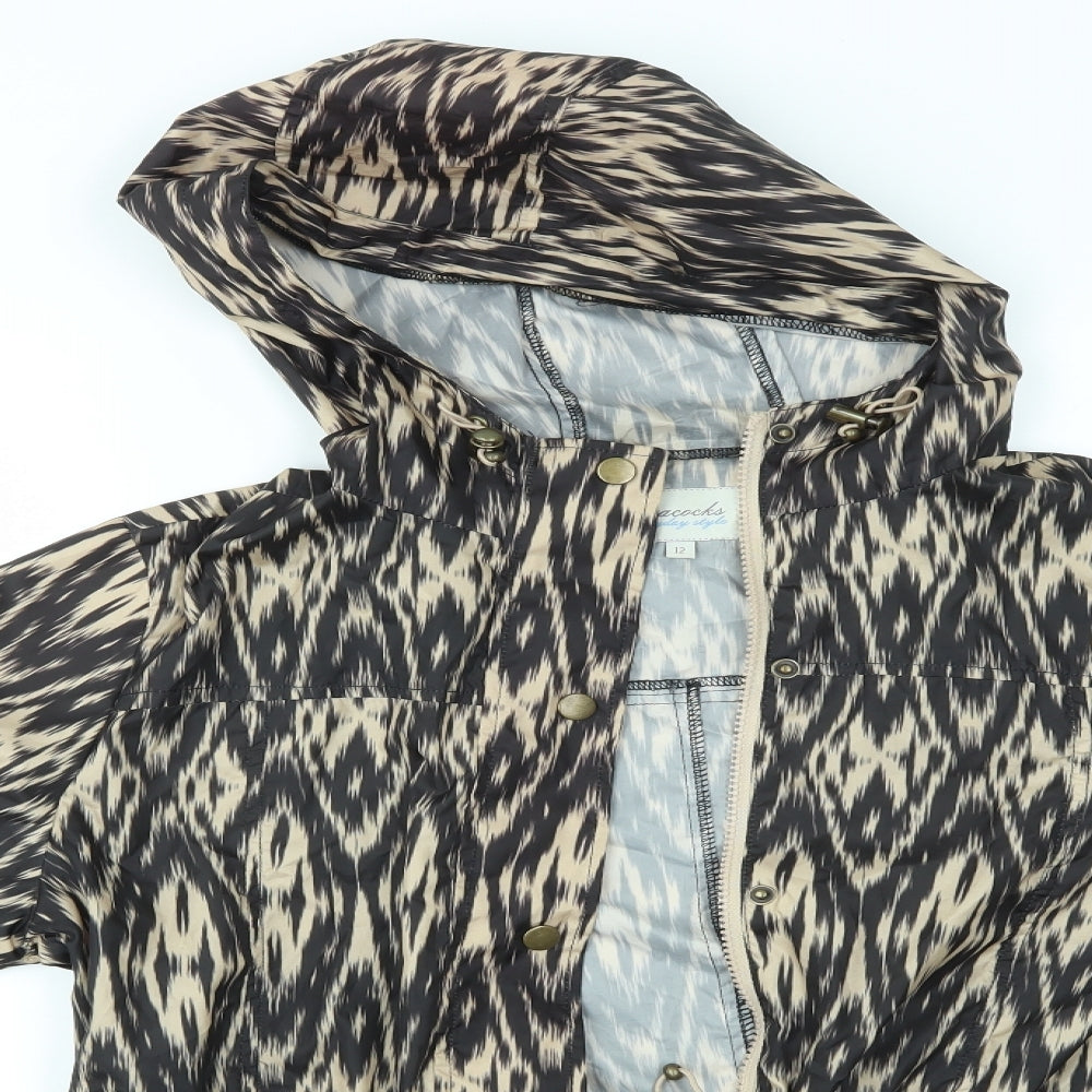 Peacocks Womens Multicoloured Animal Print  Rain Coat Coat Size 12