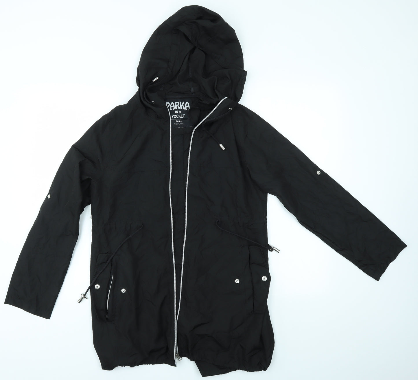 Primark Womens Black   Parka Coat Size S  - PARKA IN A POCKET